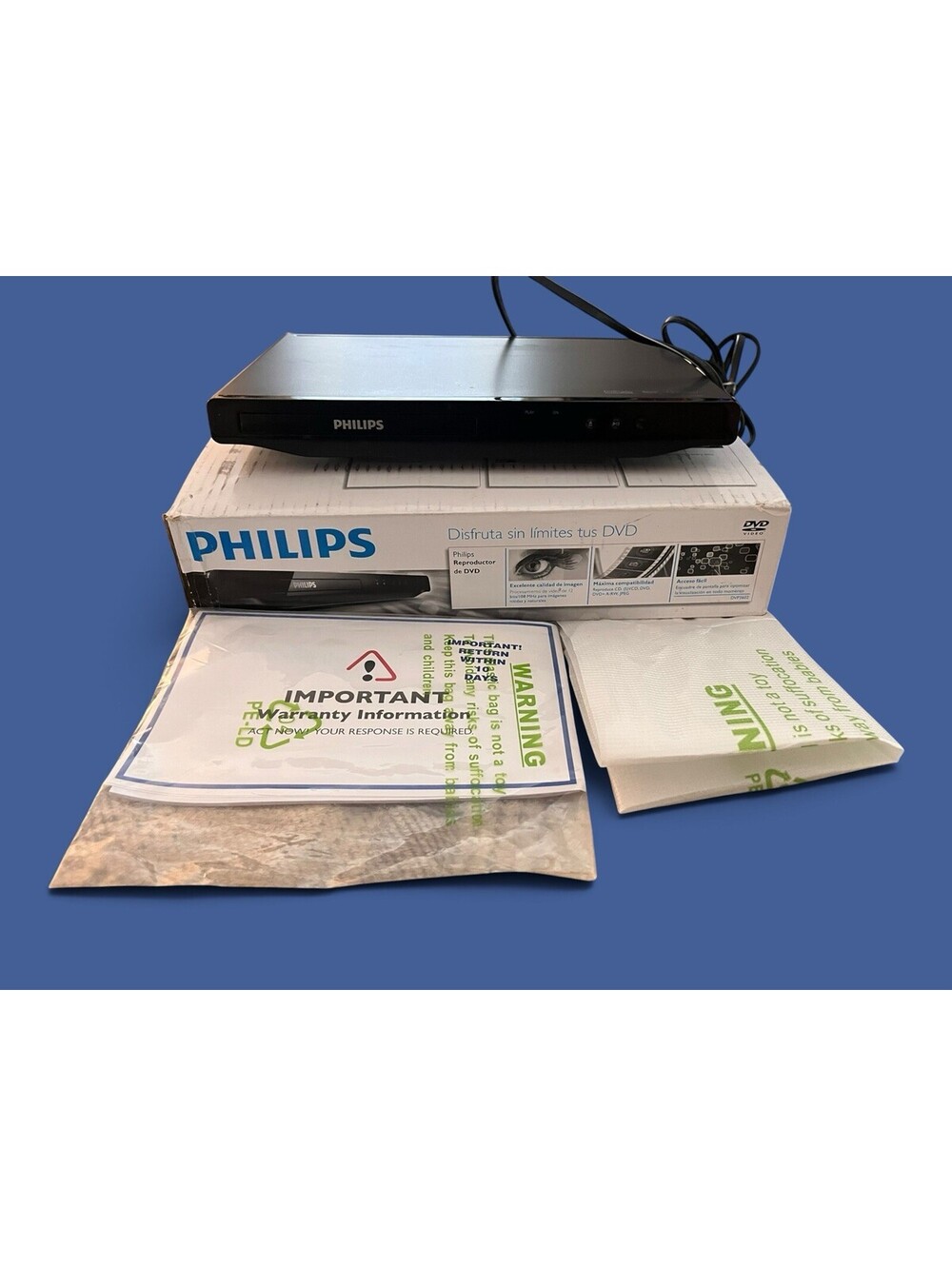 Philips DVP3602/F7 DVD Player w/ Original Box & Manual Progressive Scan Tested